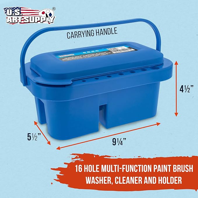 U.S. Art Supply 16-Hole Plastic Paint Brush Cleaner Washer & Paint Brush