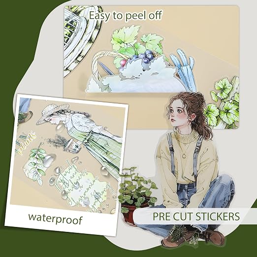 Snycler Pre-Cut PET Washi Tapes- 4 Rolls Green Gardening