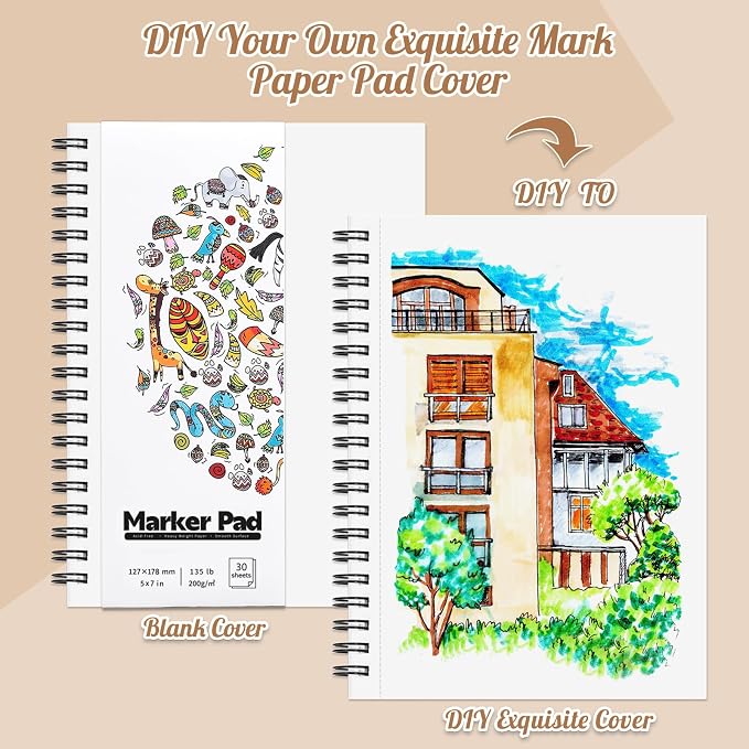 5×7 Marker Paper Pad, 30 Sheets, 200gsm Double-Sided Bleedproof Paper