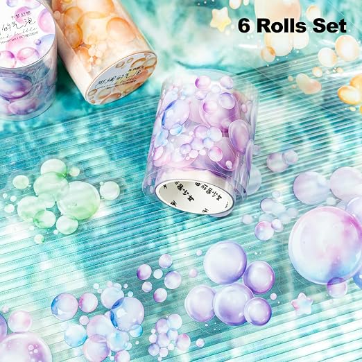 6 Rolls Bubble PET Tape for Scrapbook Journaling