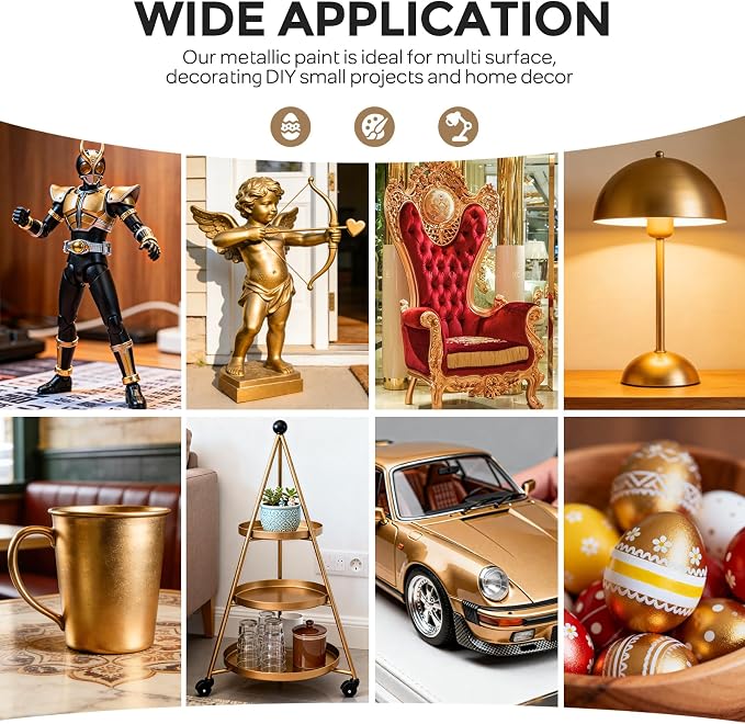 Nicpro Metallic Deep Gold Acrylic Paint, 8.45oz/250ml Large Gold Leaf Paint | Non Toxic, Non Fading Craft Paints for Metal, Wood, Clay, Fabric, Canvas, Furniture, Handcrafts, Art Supplies
