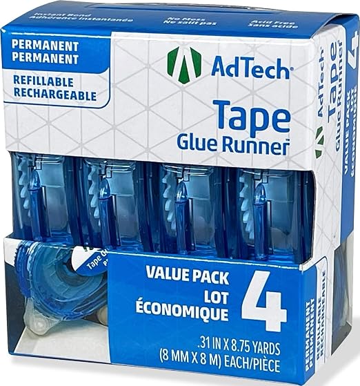 AdTech 5603 Permanent Crafter's Tape, 0.31" x 315", Pack of 4