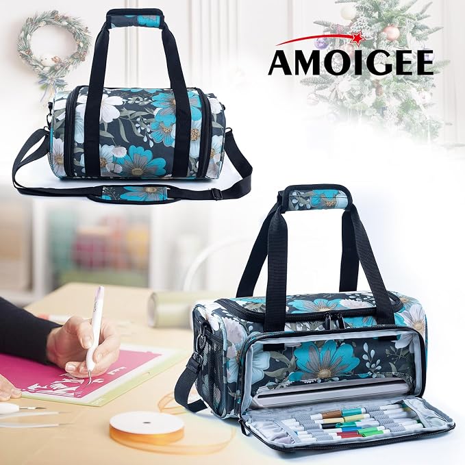 AMOIGEE Carrying Case for Cricutt Joy Xtra, Joy Extra Bag, Full Open Case with Pockets for Cricutt Joy Xtra Accessories and Tools, Dust Cover, Mat