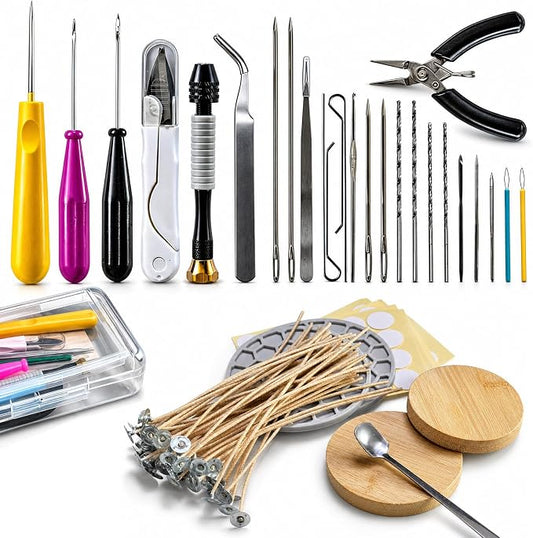 DiaWiew Candle Making Tools for Punching Holes and Inserting Wicks, Beginners Candle Making Kit for Adult Including Wick Needle for Candle Making, Perfect to Candle Molds with No Holes for Wicks