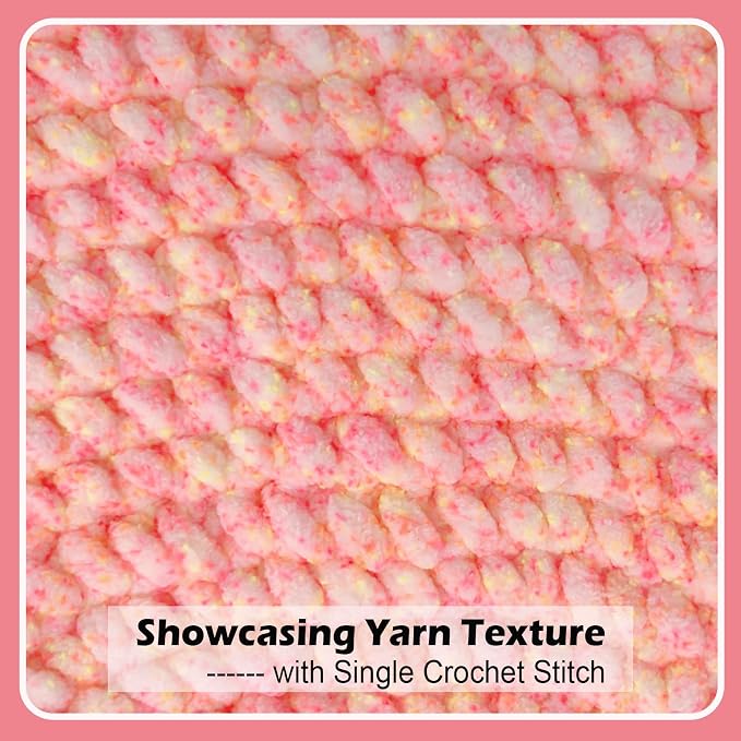 Super Soft Velvet Chenille Yarn for Crocheting and Knitting-Easy to Crochet-Bulky, 3.5oz/93yds of Each Skein-Chunky Plush Yarn for Hand Craft Blanket Ammigurumi DIY (Pink Sherbet, 6 Pack)