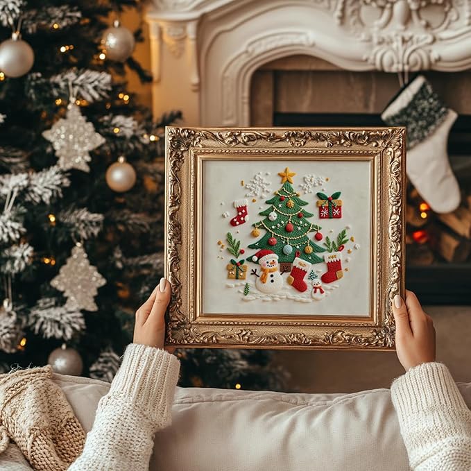 COCOMOX Christmas Embroidery Kit for Beginners, Hand Craft Gift for Adults | 3 Different Christmas Pattern, Cross Stitch Kits