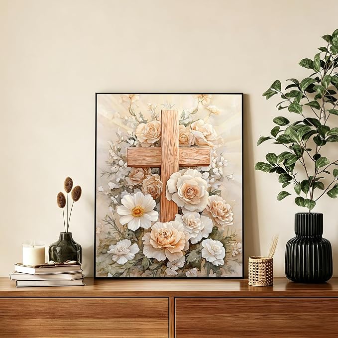 AUKELHJ Paint by Numbers Kit for Adults Beginner, Cross, 16X20 Inch | Paint by Number for Adults, Beginner Friendly, High-Definition Color Canvas, Stress Relief, Home Decor, Gifts, Unframed