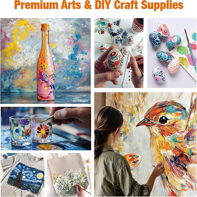 24 Colors Professional Acrylic Paint Set, Artist Paint Supplies | 22ml Tubes, Paint Set for Canvas, Crafts, Clay, Rocks, Paper etc., Basics Art Supplies, Giftable Set for Artists, Beginners