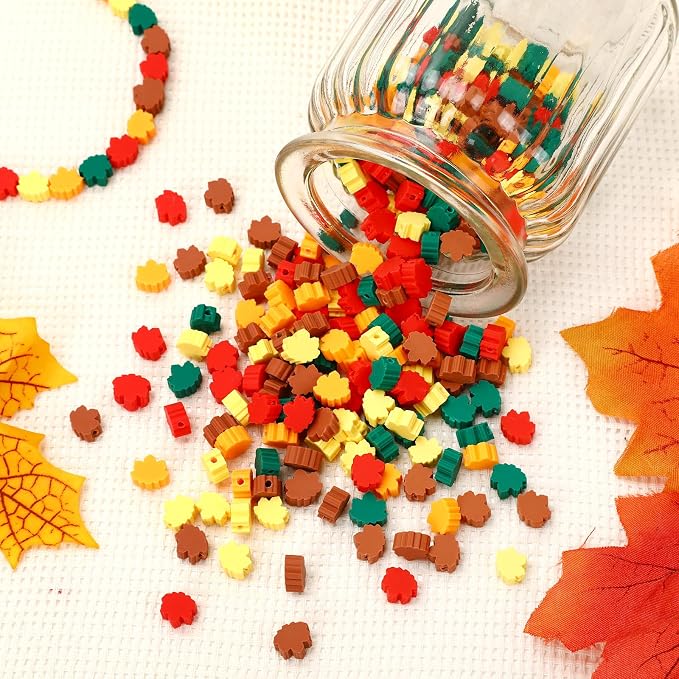 Augshy 300Pcs Fall Leaves Clay Beads for Jewelry Making
