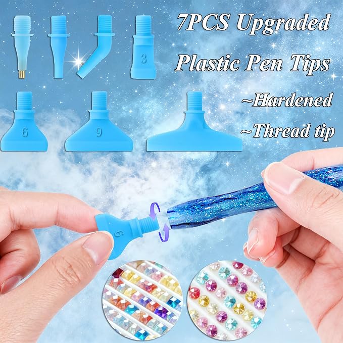 ZYNYXY 16PCS Ergonomic Diamond Art Pens Kits, Resin Diamond Painting Pen with Multifunctional Plastic Screw Thread Tips for 5D Diamond Painting (Starry Blue A)