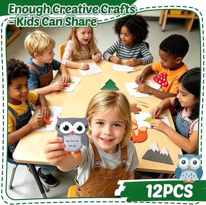CiyvoLyeen Woodland Animals Craft Kit Kids DIY Crafting and Sewing Set Woodland Animals Felt Plushie for Girls and Boys Educational Beginners Sewing Set Sewing Kits for Kids Age 8 9 10 11 12