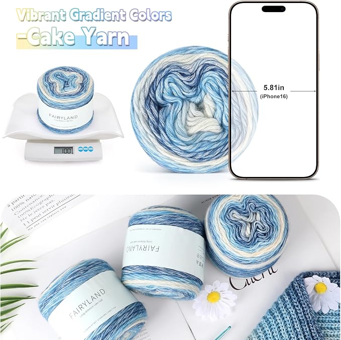 Katech 4 Pack Ombré Yarn for Crocheting-Gradient Cake Yarn for Knitting | 100g/3.52 oz,60% Cotton 30% Acrylic 10% Wool-Multicolor Soft Cotton Crochet Yarn for Scarves, Shawls, Blanket and Garments(G)