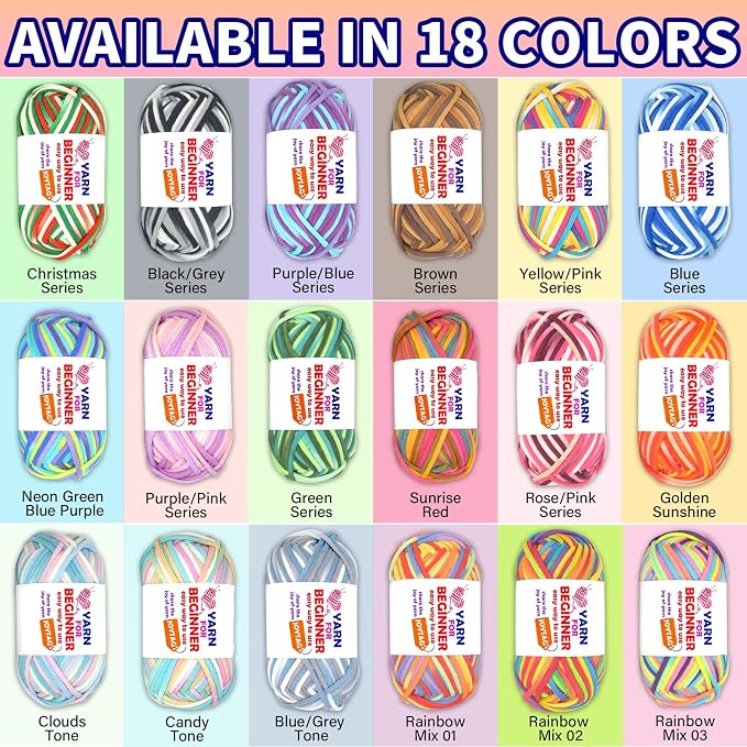 3 Pack Rainbow Beginner Crochet Yarn for Crocheting and Knitting Multicolor Cotton Crochet Yarn for Beginners(Rainbow 04)