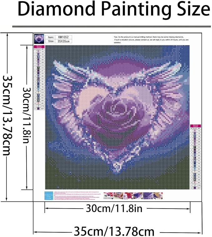 Diamond Art Kits for Adults,Heart FlowerDiamond Painting Kit 13.8X13.8inch | 5D DIY Full Round Drill Paint by Diamonds,Relaxing Diamond Dot Gem Art Painting Crafts,for Home Wall Beginners