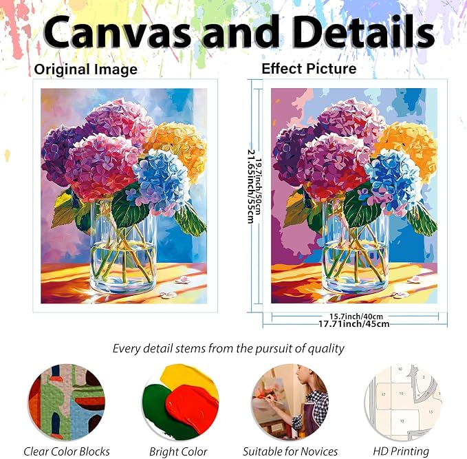 Paint by Numbers Kit for Adults, Adult Paint by Number Kits 16x20 Inch | Flowers Paint by Numbers Kit for Adults, Acrylic Painting by Numbers, DIY Arts and Crafts for Gifts or Home Decor