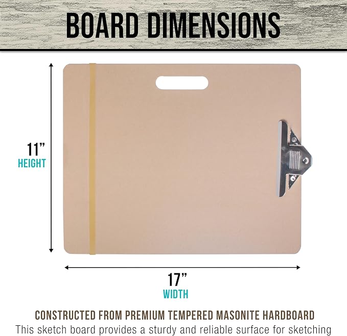 U.S. Art Supply 11" x 17" Artist Sketch Tote Board - Lightweight Hardboard
