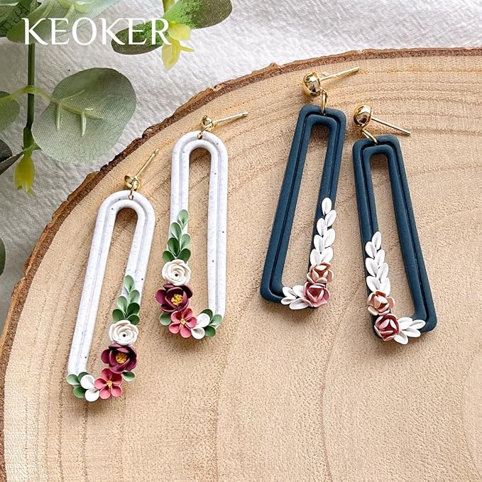 Keoker Organic Polymer Clay Cutters, 10 Shapes Extruded Polymer Clay Earring Cutters Boho