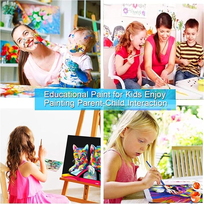 Maomaomi Wooden Framed Paint by Numbers DIY Acrylic Painting Kit for Kids & Adults Beginner – 16" Wx12 L Mimi Cat Pattern