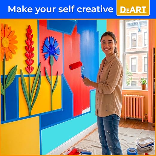 DEART 4 Packs Painters Tape Masking Tape Sharp Edge Line Technology 0.7 inch Blue Painting Tapes for DIY Crafts Arts Decoration No Residue Easy Removal Multi-Purpose Wall Paint Artist Paper Tape