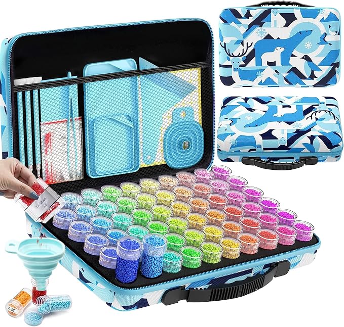 ARTDOT 60 Slots Storage Container for Diamond Art Kits for Adults,Portable Bead Storage Boxes for Diamond Painting Accessories and Tools