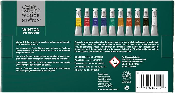 Winsor & Newton Winton Oil Color Paint, Basic Set, 10 x 21ml Tubes