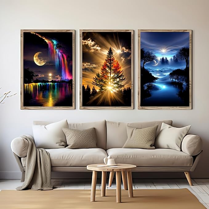 6 Pack Diamond Art Kits for Adults,Landscape 5D Diamond Painting Sets | DIY Full Drill Round Gem Painting for Adult Beginners Diamond Art,Home Wall Decor 9.8x13.8 Inch