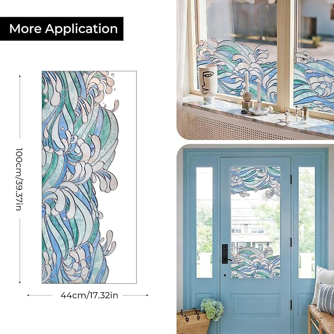 ADD.HERES Stained Glass Window Film, Window Film Decorative, 17.5 x 39.37in