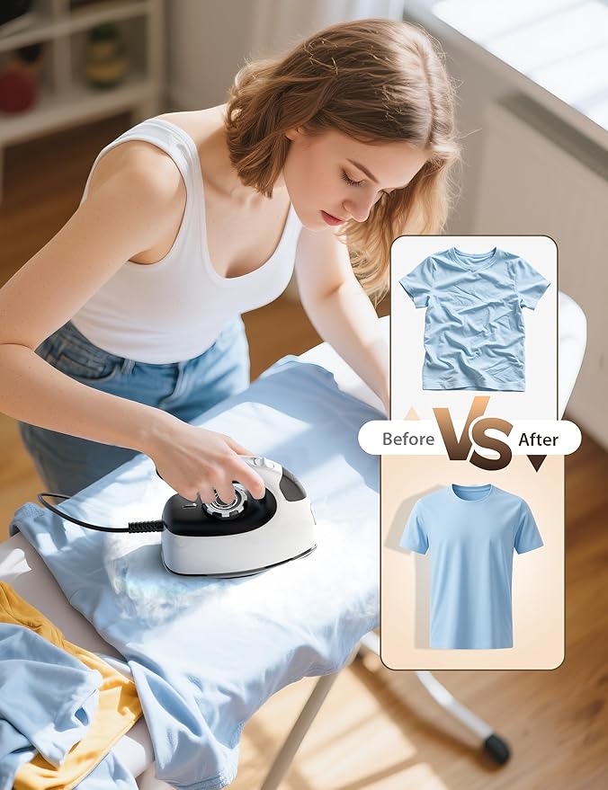 Sundu Mini Steam Iron with Rotary Temp Control for Travel & Sewing