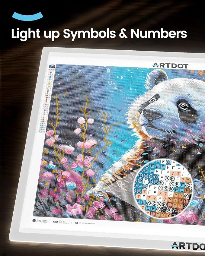 ARTDOT A1 Large LED Light Pad for Diamond Painting AC Powered Light Board Kit Adjustable Brightness Light Box Drawing for 5D Diamond Painting Kits