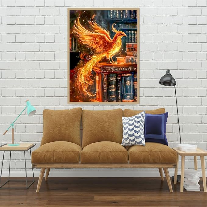 Phoenix Diamond Art Kits for Adults, Diamond Painting Kits for Beginner | Fire Magic Diamond Dots Full Drill Crafts for Gem Art Dot Art for Adults Home Wall Decor for Teens Boys Girls 5D DIY 12x16 in
