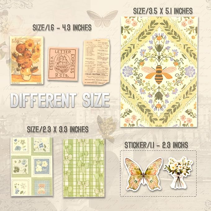 Vintage Cottagecore Scrapbook Supplies Kit – 400PCS