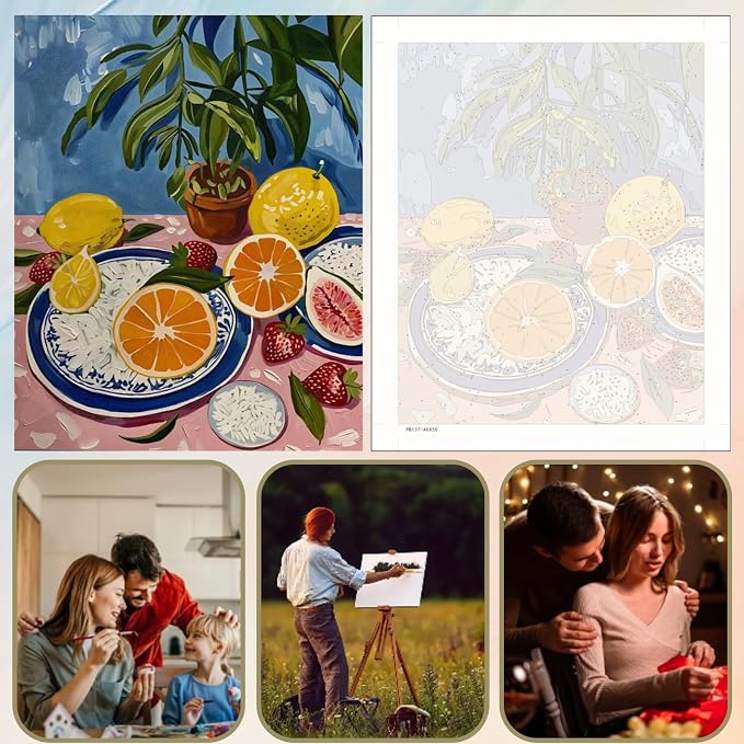 5DDIYART Paint by Numbers for Adults Beginner,Citrus Lemon Fruit Paint by Number Kits on Canvas Without Framed,Paint by Easy Acrylic Painting Home Wall Decor 16x20inch