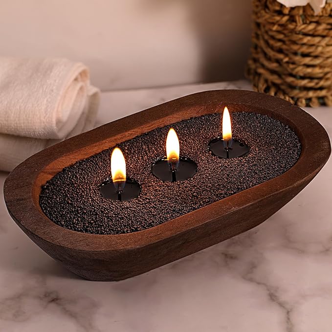 LAMORGIFT 16LB Black Candle Sand- Pearled Candles with Wicks (50 Pcs) & Wooden Spoons, Candle Beads, Sand Wax, Candles Unscented for Powder Candle Making, Refill Kit