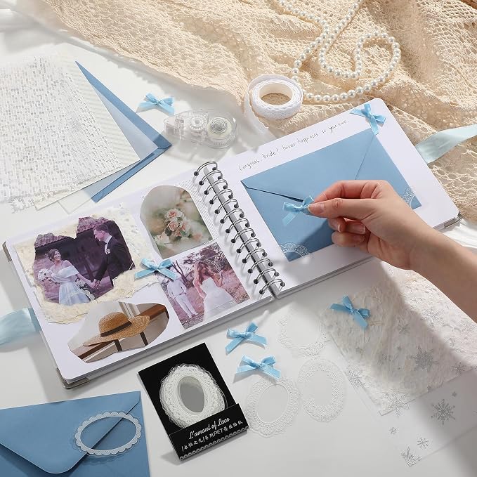 Humyoun Letters to Bride Scrapbook,8.5 X 7 Inch,Bow,Blue