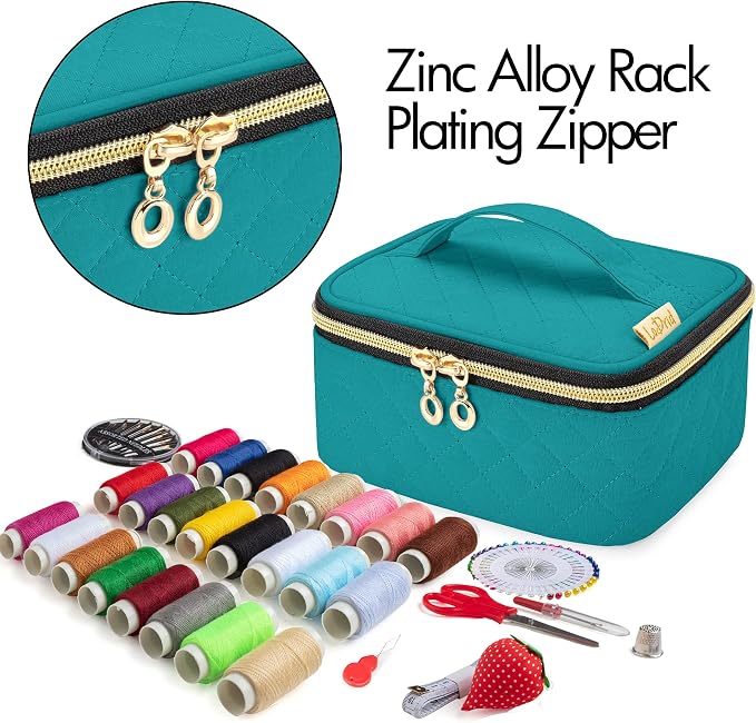 LoDrid Sewing Kit with 24 Color Threads and Sewing Accessories, Green