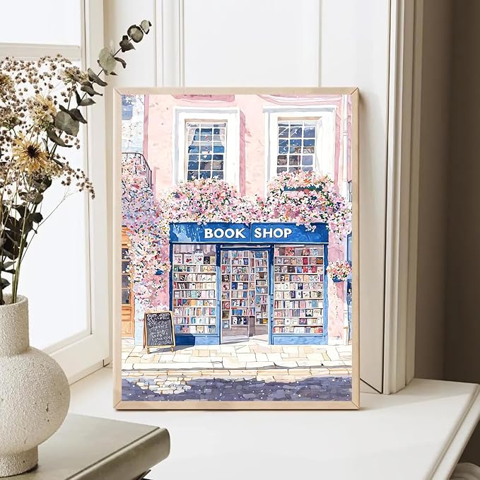 DAZZLEDOTS Pink Diamond Art Kit for Adults, Book Shop Diamond Painting