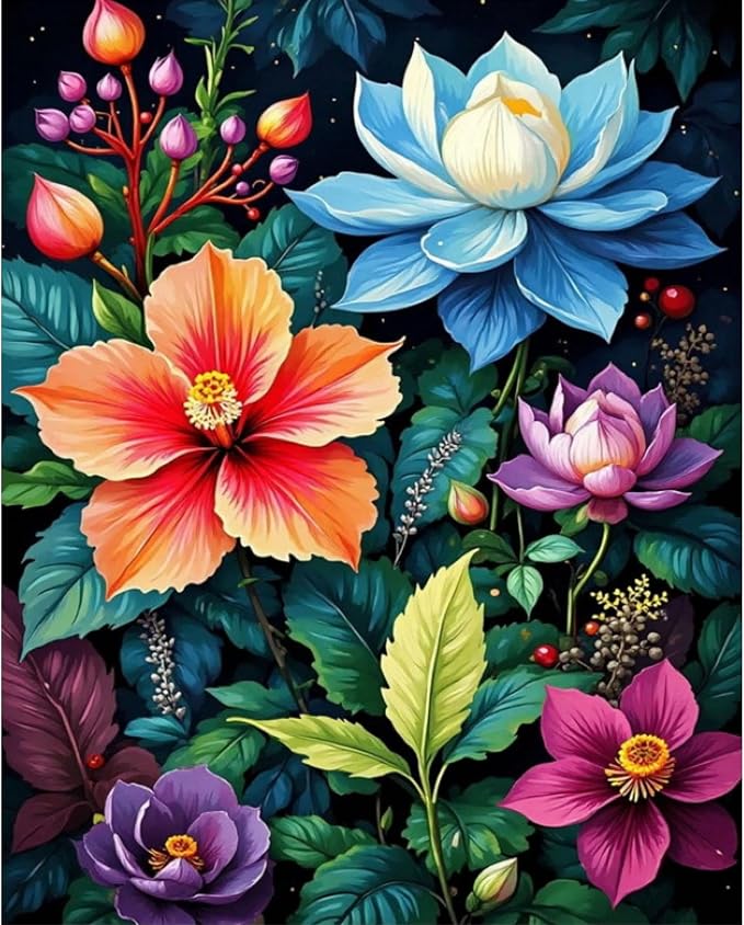 Arttoplus Flowers Paint by Numbers Kit for Adults Beginner 16x20inch | Flower Adult Paint by Number Kits on Canvas, DIY Oil Painting by Numbers for Gift Home Wall Decor (Without Frame)