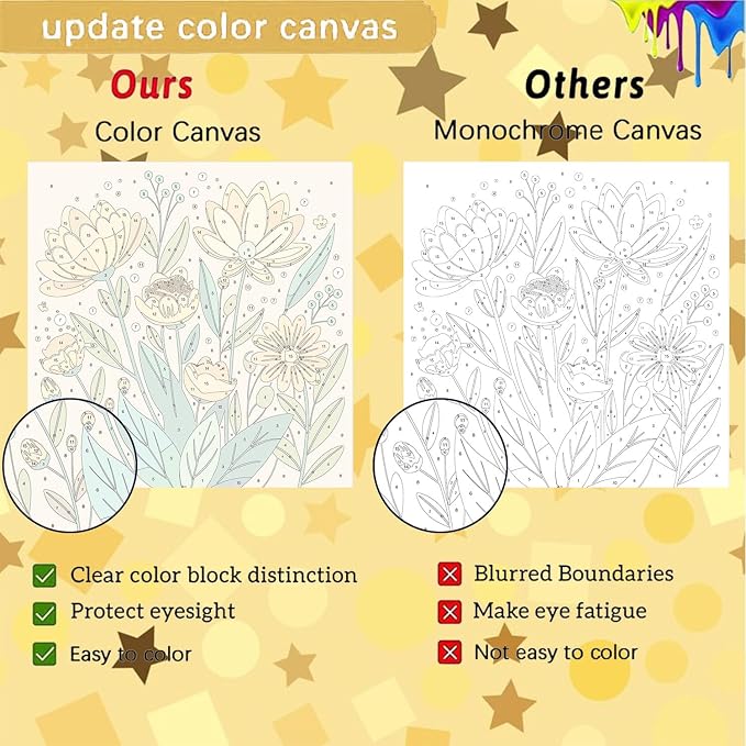 Sretoul 4 Pack Paint by Numbers Kit for Adults Framed Easel Flowers 8x8 in