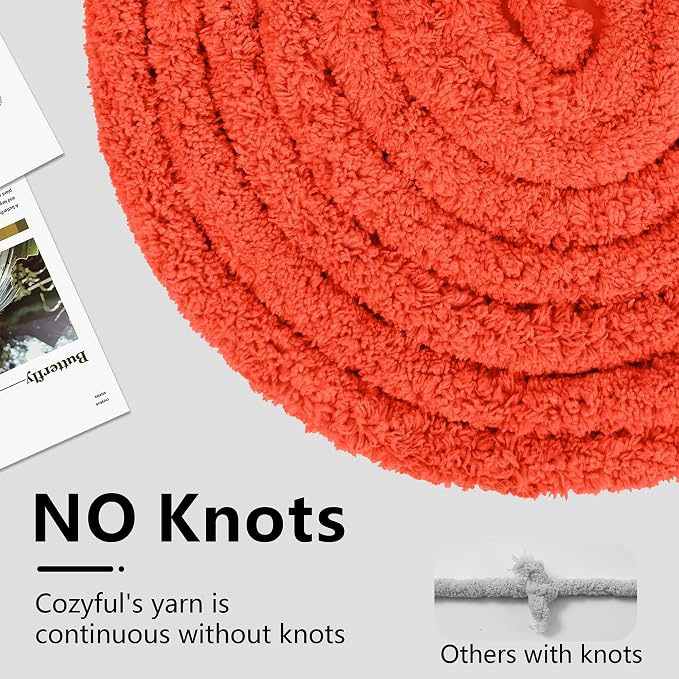 Cozyful Chunky Yarn for Hand Knitting - #10 Chunky Chenille Yarn, Jumbo Big Thick Chunky Yarns for Crocheting, Super Bulky Chunky Knit Blanket Yarns, 8 Skein (22 yds 8 oz Each Skein), Solar Orange