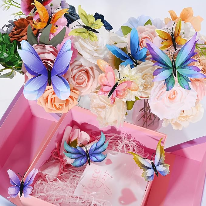 SAOROPEB 3D Butterfly Wall Decor, 24 Pcs Fairy Butterfly Decorations