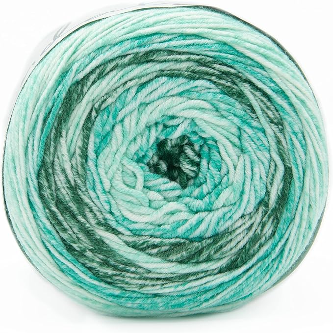 Lion Brand Yarn, Mandala Ombré Yarn, Zen, Green Multicolor, 3 Pack | Variegated Yarn for Crochet, Knit, Crafts, Soft, Acrylic Fiber for Blankets, Worsted Weight Sweaters, Colorful Shawls
