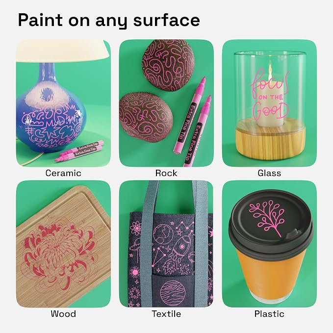 ARTISTRO Pink Acrylic Paint Markers - 0.7mm Extra Fine-Tip - Set of 2