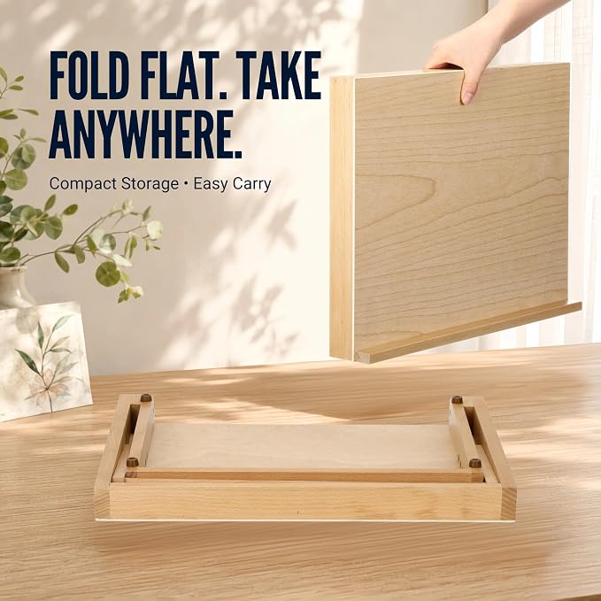 12.5"x16.5" Foldable Beechwood Tabletop Painting Easel | Portable Drafting Table & Art Stand, 5-Position Desk Easel With Smooth Art Board For Studio Sketching, Art Supplies