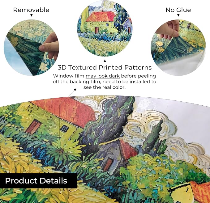 ADD.HERES Stained Glass Window Film, Window Film Decorative, 17.5 x 39.37in