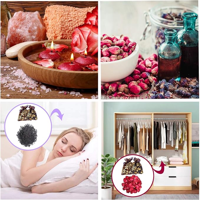 24 Bags Dried Flowers,100% Natural Dried Flowers Herbs Kit for Soap Making, DIY Candle Making,Bath - Include Rose Petals,Lavender,Don't Forget Me,Lilium,Jasmine,Rosebudsand More