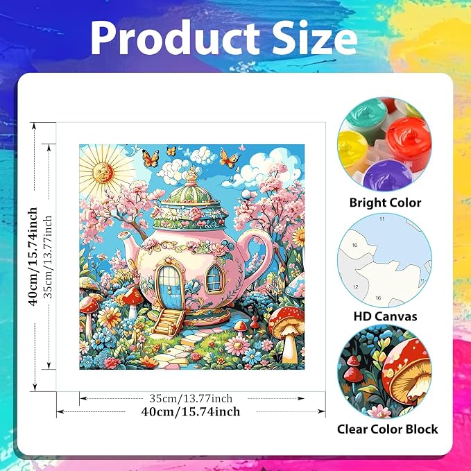xcemhil Fairy Tale Paint by Numbers Kit for Adults Beginner, Fairy Tale Acrylic Paint by Number Kits Suitable for Home Wall Art Decor Gifts 16x16 Inch