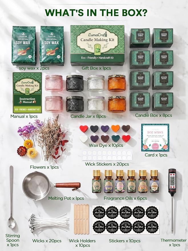 Deluxe Soy Wax Candle Making Kit, Complete DIY Craft Gift Set