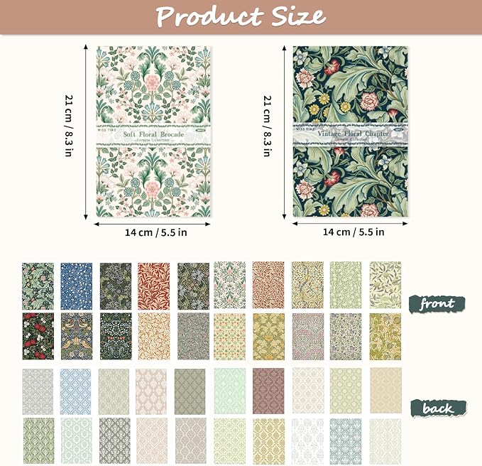 Scrapbook Paper Pack Vintage Floral Decorative Craft Paper for Junk Journal Card Making Collage Decoupage Gift Wrap DIY Album Papers Crafts