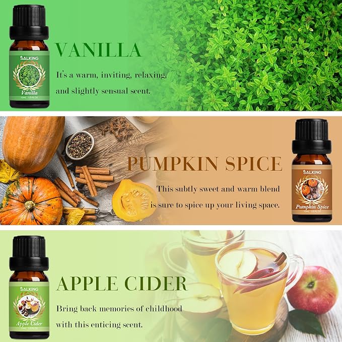 SALKING Autumn Fragrance Oils, Premium Fall Essential Oils Set for Diffuser