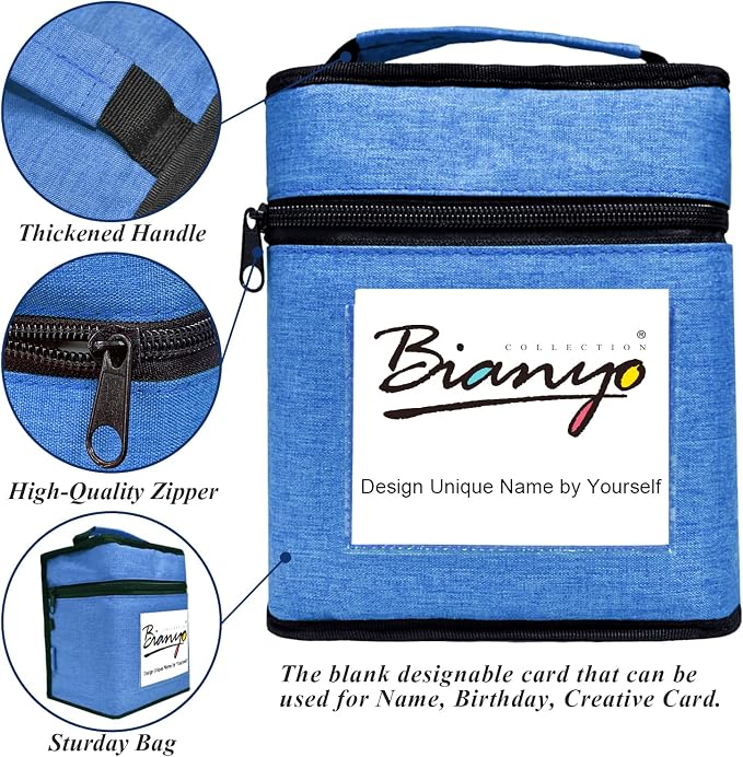 Bianyo 72 Colors Alcohol Markers, Dual Tip Fine & Chisel Art Markers with Blue Carry Case for Adult Coloring Books, Illustration, Blending, Sketching & Drawing